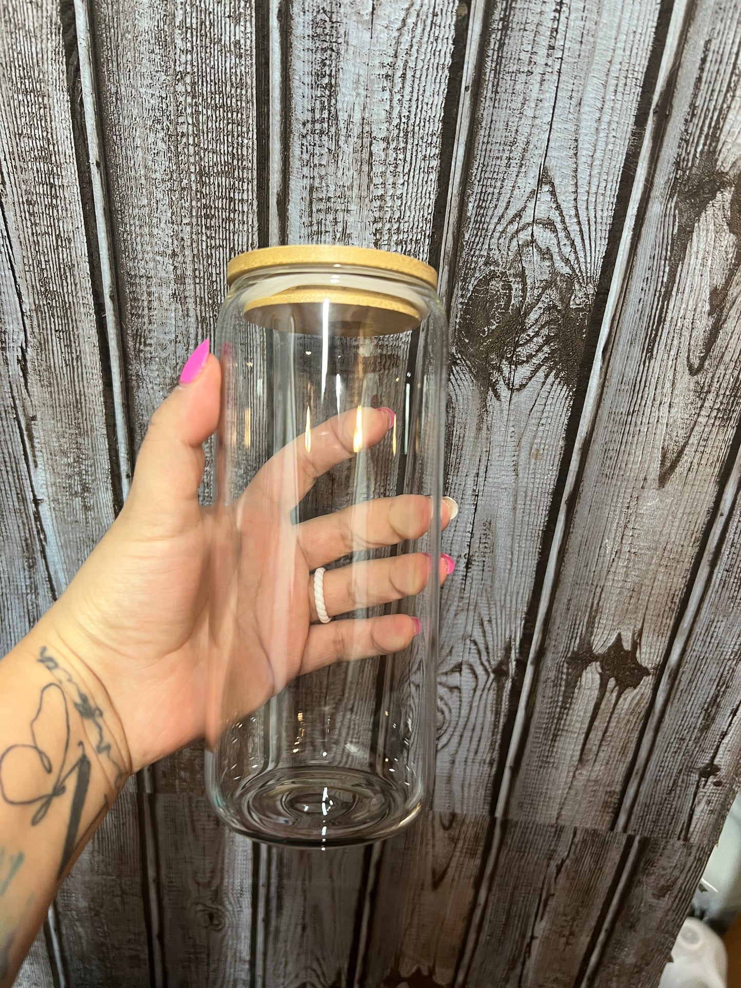 20oz Glass with bamboo lid