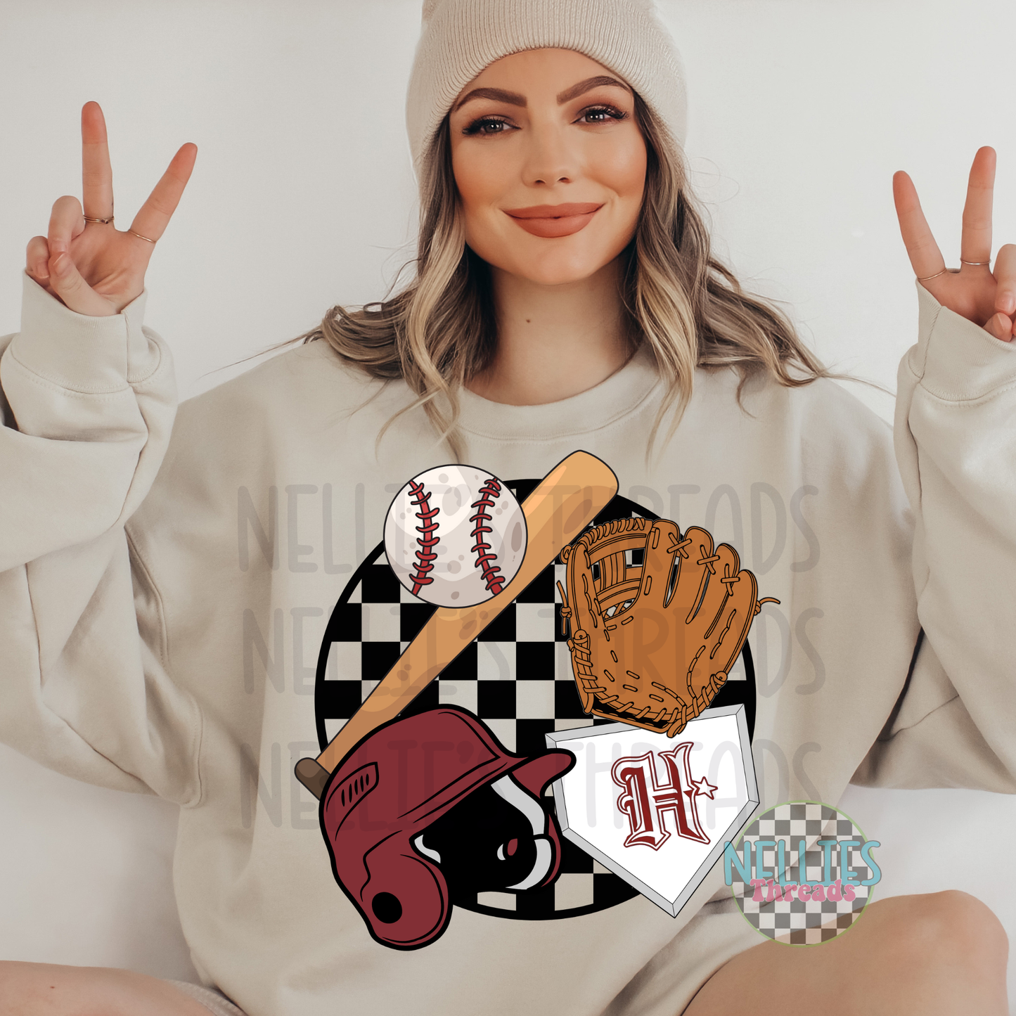Checkered baseball PNG