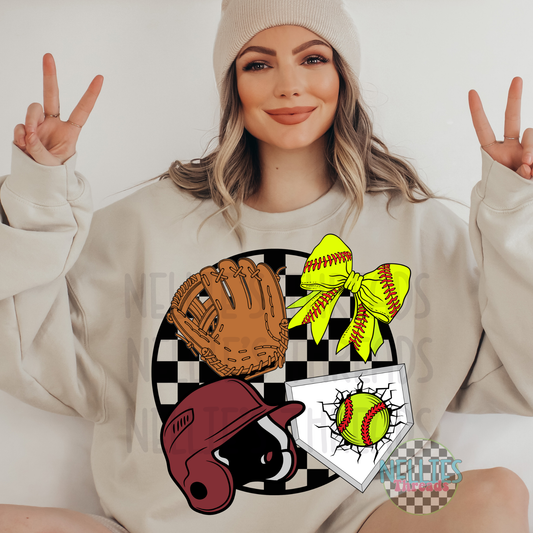 Checkered Softball PNG