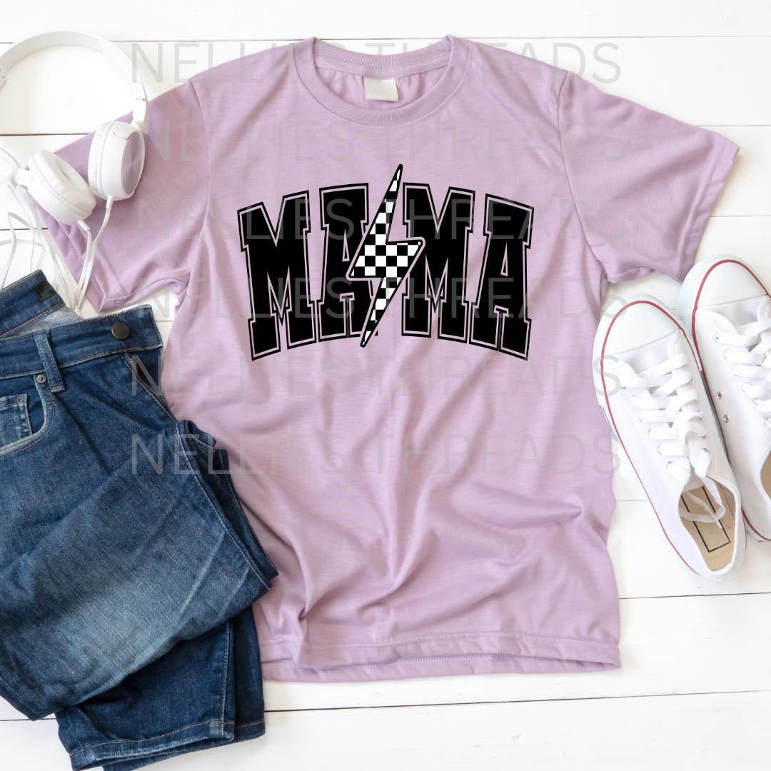 checkered lighting bolt mama