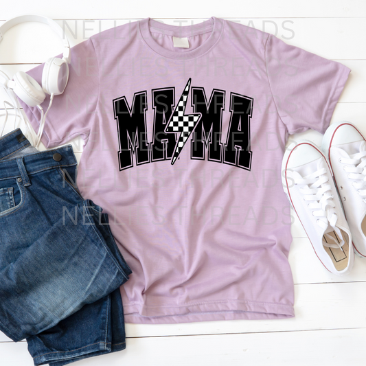 checkered lighting bolt mama