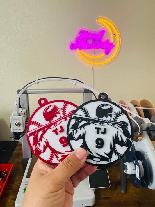 Custom 3D Printed baseball bag tags