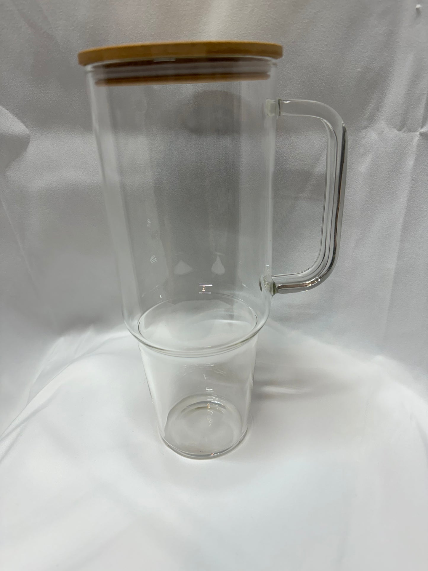 40oz glass with bamboo lid and plastic straw