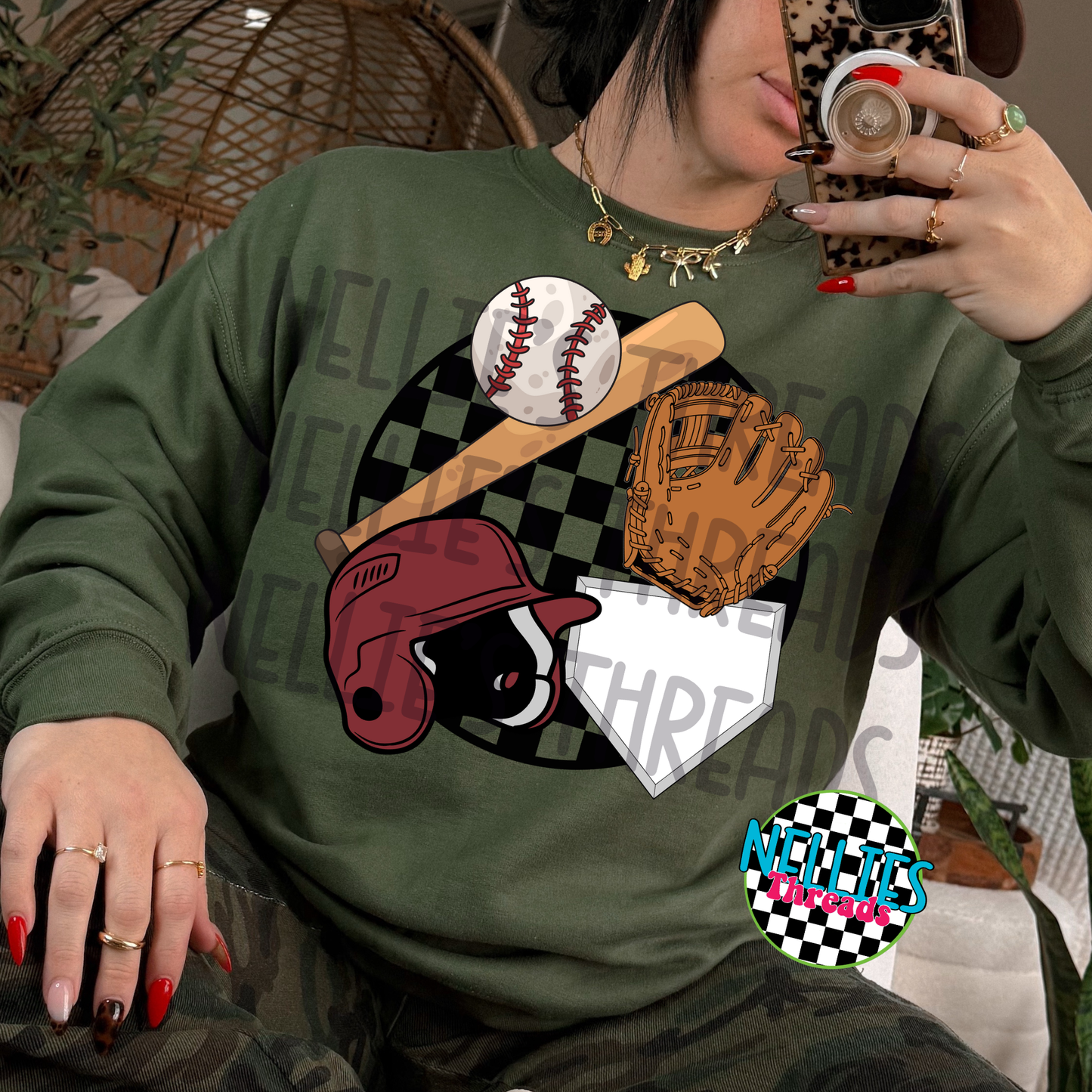 Checkered baseball PNG