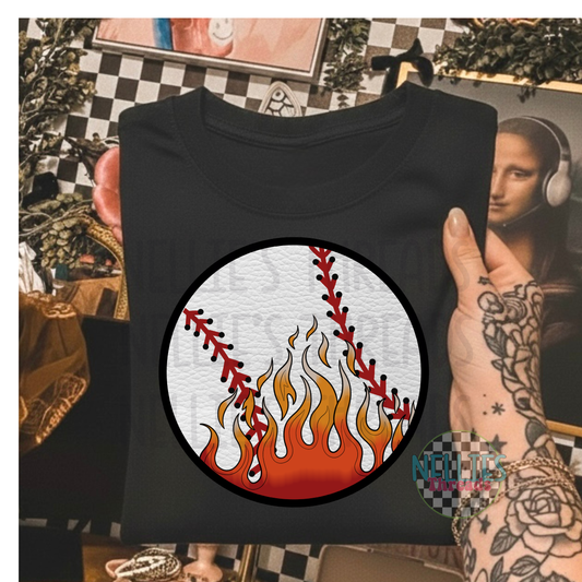 BASEBALL W/ FLAMES PNG